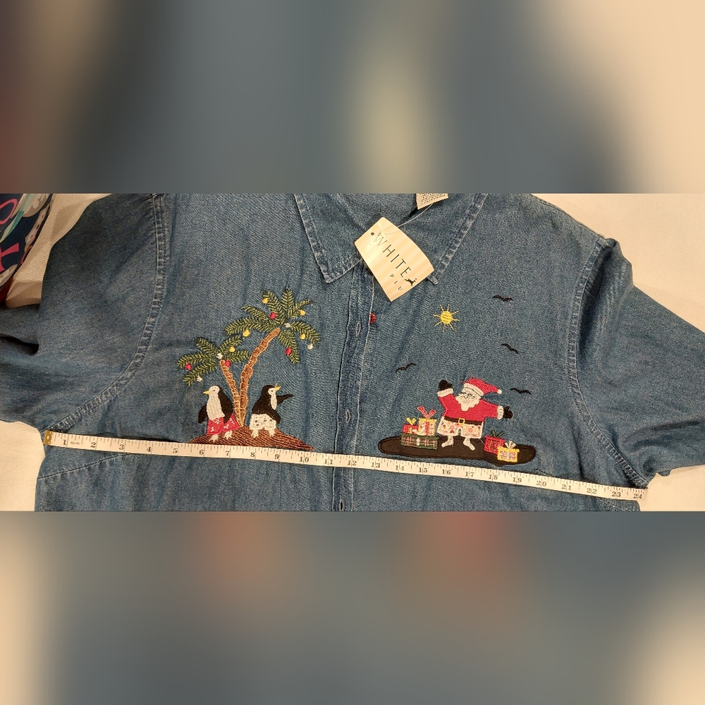 White Stag Blue Blouse with Colorful Embroidery - Picture 9 of 9